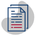 Edeso, icono gris, azul y rojo de unos archivos, indicando descarga de documentos