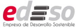 Logo edeso color rojo, gris y negro con eslogan "Empresa de desarrollo sostenible"