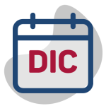 Edeso, Icono gris, azul y rojo que muestra en un calendario las actividades que realizará EDESO en el mes de diciembre