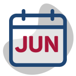 Edeso, Icono gris, azul y rojo que muestra en un calendario las actividades que realizará EDESO en el mes de junio