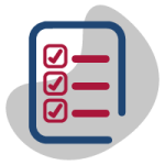 Edeso, Icono gris, azul y rojo que representa un documento checklist