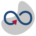Edeso, Icono gris, azul y rojo que representa un símbolo infinito de consumo responsable