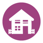 Edeso, Icono círculo morado y casa blanca que representa los proyectos de vivienda