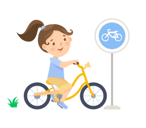 Edeso, dibujo cultural enseñandole a los niños que al montar en bicicleta hay que hacerlo por la ciclo vía